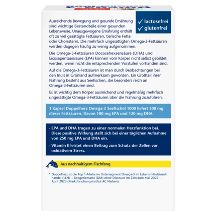 Abbildung der Produktverpackung Doppelherz aktiv Omega-3 Seefischöl 1000 Rückansicht